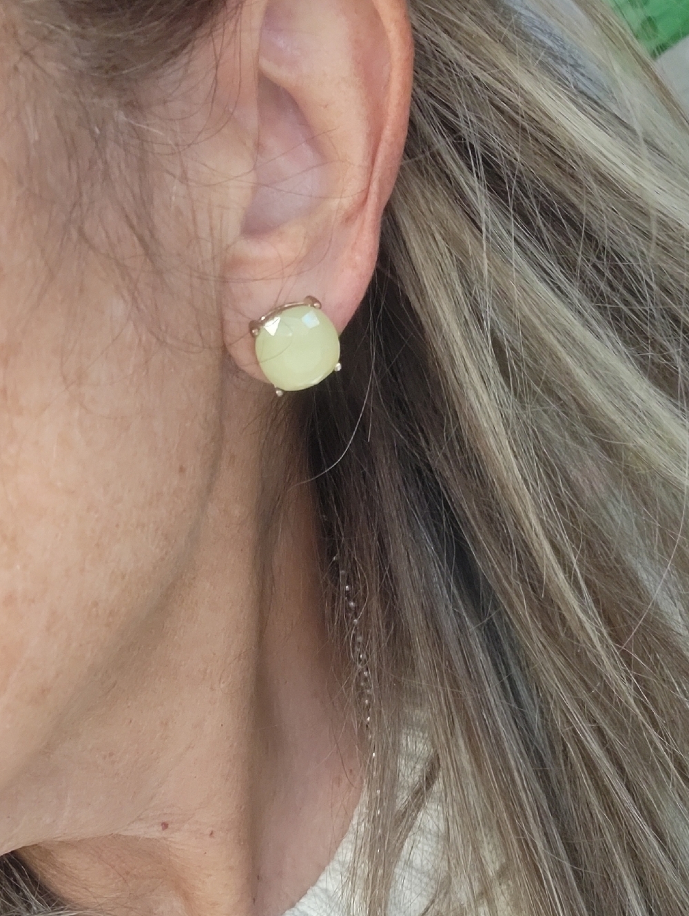 Yellow Moonstone Gold-Setting Pale Yellow Stud Earrings